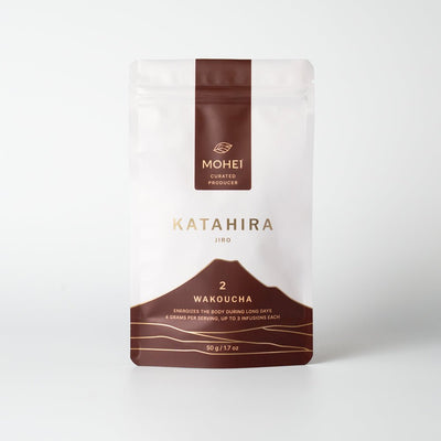 Katahira Wakoucha tea package with Mohei branding on a white background