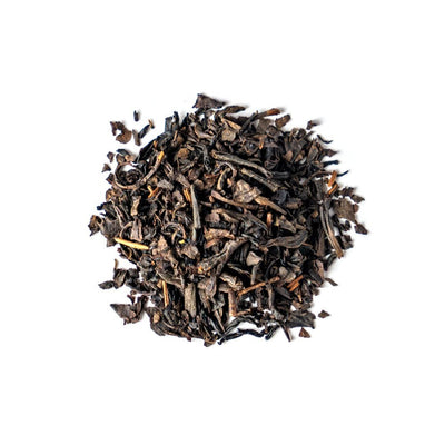 A pile of Japanese Black Tea on a white background